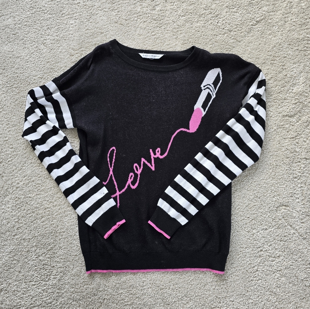 Bianca Nygaard Black and Pink Lipstick Sweater
